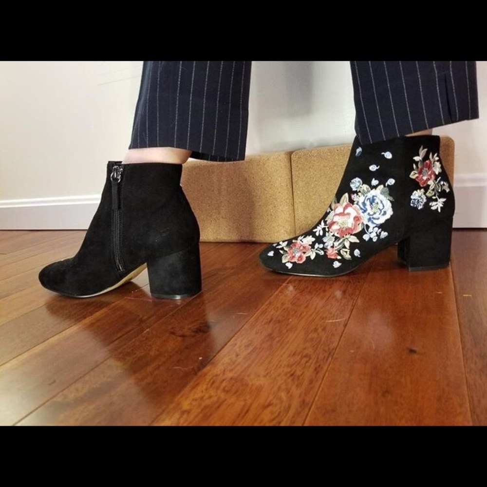 Black Floral Booties